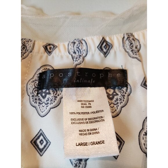 Apostrophe Womens Sz L Slip Dress Lingerie White Boho Silky Pullover Lace - Picture 5 of 5